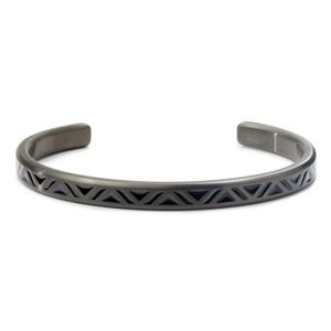 Rebel&Rose Pevný otvorený náramok z ocele Bangle Black Triangle RR-MB008-B 17,5 cm - M