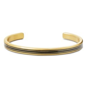 Rebel&Rose Pevný otvorený náramok z ocele Bangle Brushed Gold Lines RR-MB011-G 17,5 cm - M