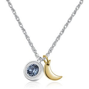 S`Agapõ Oceľový náhrdelník s kryštálom a polmesiacom Lucky Light SKT04