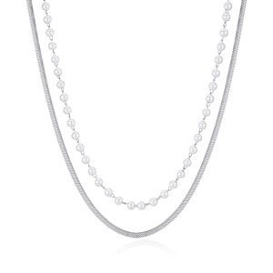 S`Agapõ Dvojitý oceľový náhrdelník s perlami Wisdom SWI05