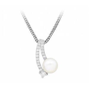 Silver Cat Nežný náhrdelník s perlou a zirkónmi SC416