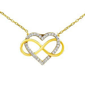 Silvego Strieborný/pozlátený náhrdelník Belisa srdca a Infinity s Brilliance Zirconia PRGPK0068N