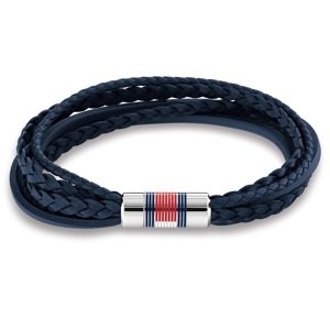 Tommy Hilfiger Luxusný pánsky náramok z tmavo modrej kože Multi Layer 2790427