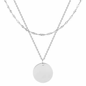 Troli Dvojitý oceľový náhrdelník s kruhovým príveskom