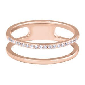 Troli Dvojitý minimalistický prsteň z ocele Rose Gold 52 mm