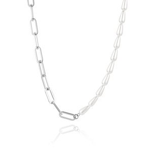 Troli Originálne oceľový náhrdelník s perlami VWSN001S