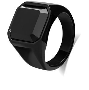 Troli Masívny prsteň s čiernym kryštálom 58 mm