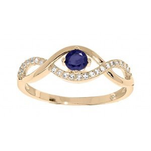 Troli Pôvabný pozlátený prsteň s modrým zirkónom PO/SR00716N 52 mm