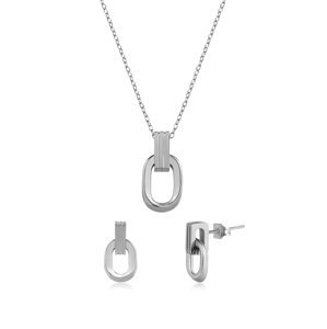 Troli Štýlová oceľová sada minimalistických šperkov (náušnice. retiazka, prívesok)