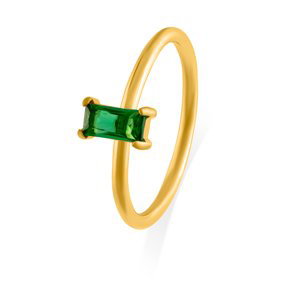 Troli Pôvabný pozlátený prsteň so zeleným zirkónom 54 mm