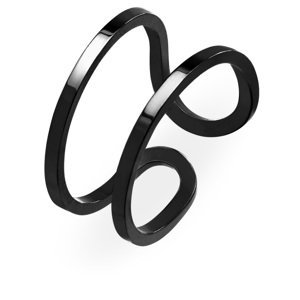 Troli Originálny čierny otvorený prsteň z ocele
