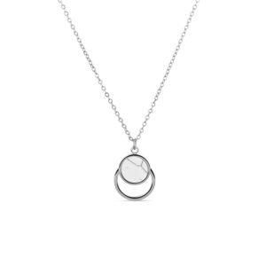 Vuch Módny oceľový náhrdelník s mramorom Silver Hirea