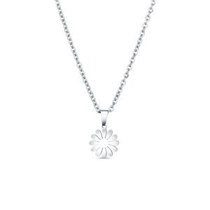 Vuch Krásny oceľový náhrdelník Kvetina Riterra Silver