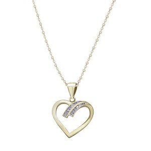 Beneto Pozlaceý strieborný náhrdelník so srdcom AGS1138 / 47-GOLD (retiazka, prívesok)