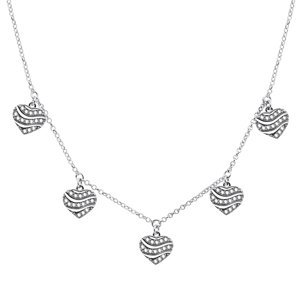 Brilio Silver Romantický strieborný náhrdelník so srdiečkami NCL11W