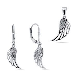 Brilio Silver Módny strieborný set šperkov Anjelské krídla SET213W (prívesok, náušnice)