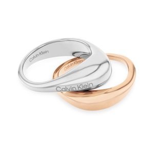 Calvin Klein Štýlová súprava bicolor prsteňov Elongated Drops 35000449 52 mm