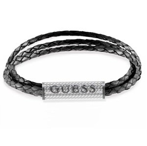 Guess Moderný náramok z pravej čiernej kože Bond Street JUMB03033JWSTBK 23 cm - L