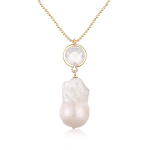 JwL Luxury Pearls Dlhý pozlátený náhrdelník s pravou barokovou megaperlou JL0710