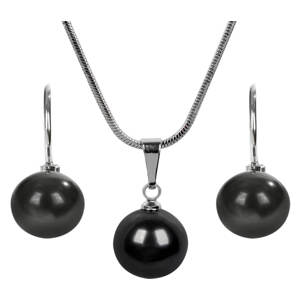 Levien Moderná sada náhrdelníka a náušníc Pearl Black SET-041