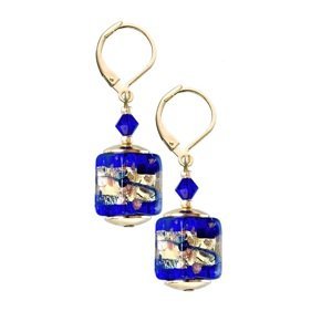 Lampglas Prekrásne náušnice Blue Passion s 24-karátovým zlatom v perlách Lampglas ECU38