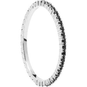 PDPAOLA Minimalistický prsteň zo striebra s čiernymi zirkónmi Black Essential Silver AN02-348 54 mm