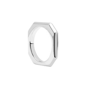 PDPAOLA Elegantný rhodiovaný prsteň SIGNATURE LINK Silver AN02-378 50 mm