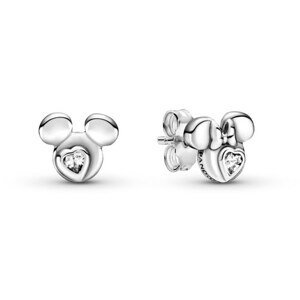Pandora Strieborné kôstkové náušnice Mickey a Minnie Disney 299258C01