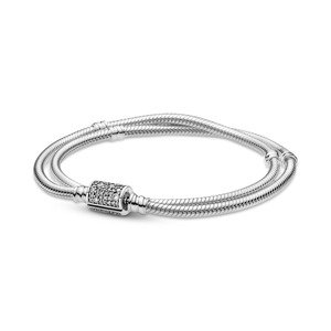 Pandora Dvojitý strieborný náramok so zirkónmi 599544C01 19 cm