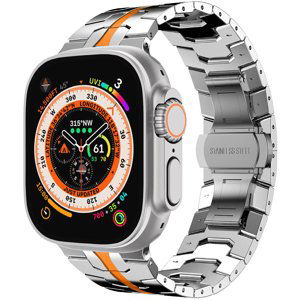 4wrist Ocelový tah Iron Man pro Apple Watch 42/44/45/49 mm - Silver/Orange