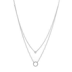 AGAIN Jewelry Dvojitý strieborný náhrdelník so zirkónmi AJNA0009