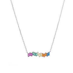 AGAIN Jewelry Krásny strieborný náhrdelník s farebnými zirkónmi AJNA0010