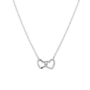 AGAIN Jewelry Strieborný náhrdelník Prepojené srdiečka AJNA0016