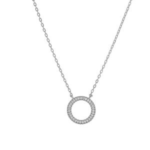 AGAIN Jewelry Trblietavý strieborný náhrdelník Krúžok AJNA0019