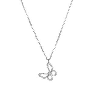 AGAIN Jewelry Krásny strieborný náhrdelník s motýlikom AJNA0028