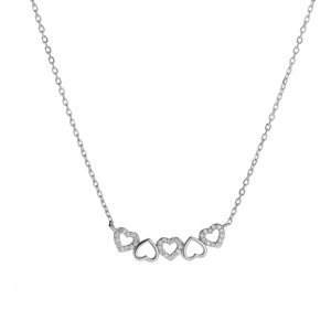 AGAIN Jewelry Srdiečkový náhrdelník zo striebra AJNA0029