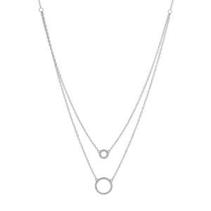 AGAIN Jewelry Dvojitý strieborný náhrdelník s krúžkami AJNA0030