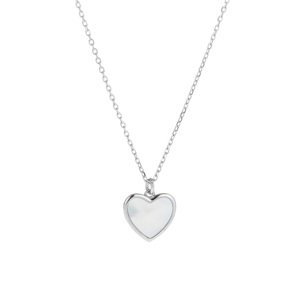 AGAIN Jewelry Nežný strieborný náhrdelník Srdce s perleťou AJNA0031 (retiazka, prívesok)