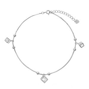 AGAIN Jewelry Trblietavý strieborný náramok na členok s kubickými zirkónmi AJNH0003