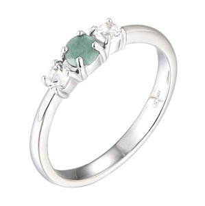 Brilio Silver Blýštivý strieborný prsteň so smaragdom Precious Stone SR09003D 60 mm