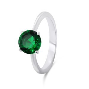 Brilio Silver Nadčasový strieborný prsteň so zeleným zirkónom RI057WG 52 mm