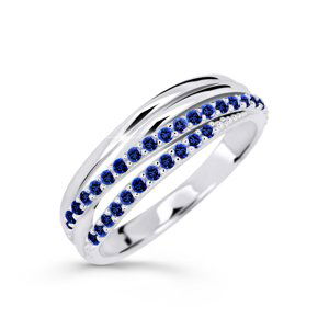 Cutie Diamonds Trblietavý prsteň z bieleho zlata so zafírmi DZ6716-3352-SF-X-2 50 mm