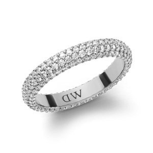 Daniel Wellington Trblietavý oceľový prsteň s kryštálmi Pavé DW0040065 50 mm