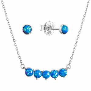 Evolution Group Pôvabná sada šperkov so syntetickými opálmi 19035.3 blue (náušnice, náhrdelník)