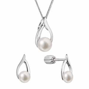 Evolution Group Elegantná sada strieborných šperkov s pravými perlami 29080.1B (náušnice, retiazka, prívesok)