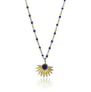 Emily Westwood Pozlátený dámsky náhrdelník s modrými korálkami EWN23039G