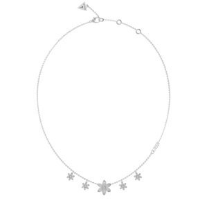 Guess Pôvabný oceľový náhrdelník s kvetinami White Lotus JUBN04143JWRHT/U