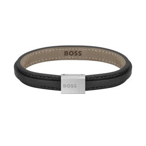 Hugo Boss Čierny kožený náramok pre mužov Grover 1580328 19 cm