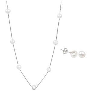 JwL Luxury Pearls Zvýhodnená perlová súprava šperkov JL0026 a JL0355 (náhrdelník, náušnice)