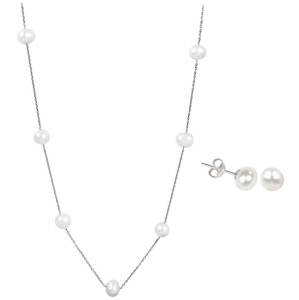 JwL Luxury Pearls Zvýhodnená perlová súprava šperkov JL0026 a JL0355 (náhrdelník, náušnice)